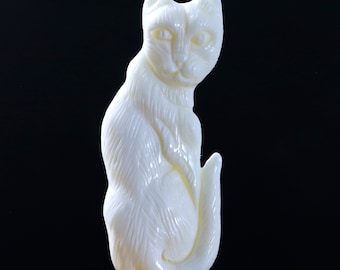 Cat Cabochon Hand Carved Bone Pet Charm Arts and Craft Supply