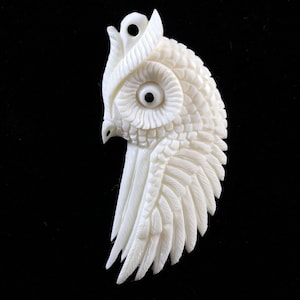 Owl Spirit Animal Totem Bone Cabochon Men Pendant Supply