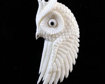 Owl Spirit Animal Totem Bone Cabochon Men Pendant Supply