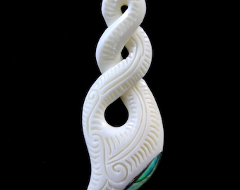 Infinity Hängsmycke Abalone Inlay Twist Ben Läderhalsband Supply Herrsmycken
