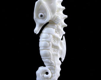 Seahorse Cabochon Carved Bone Pendant Supply
