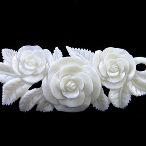 Large Flower Pendant Hand Carved Bone Necklace Centerpiece