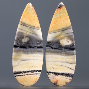 Natural Jasper Cabochon Gemstone Pair DIY Dangle Earrings Teardrop Stone