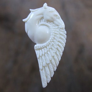 Pegasus Bone Carving Cabochon DIY Leather Necklace