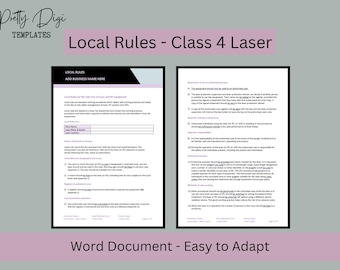 Class 4 Laser Local Rules Template: Laser Clinic Safety (Word Document) Lasers tattoo removal, laser hair removal clinics