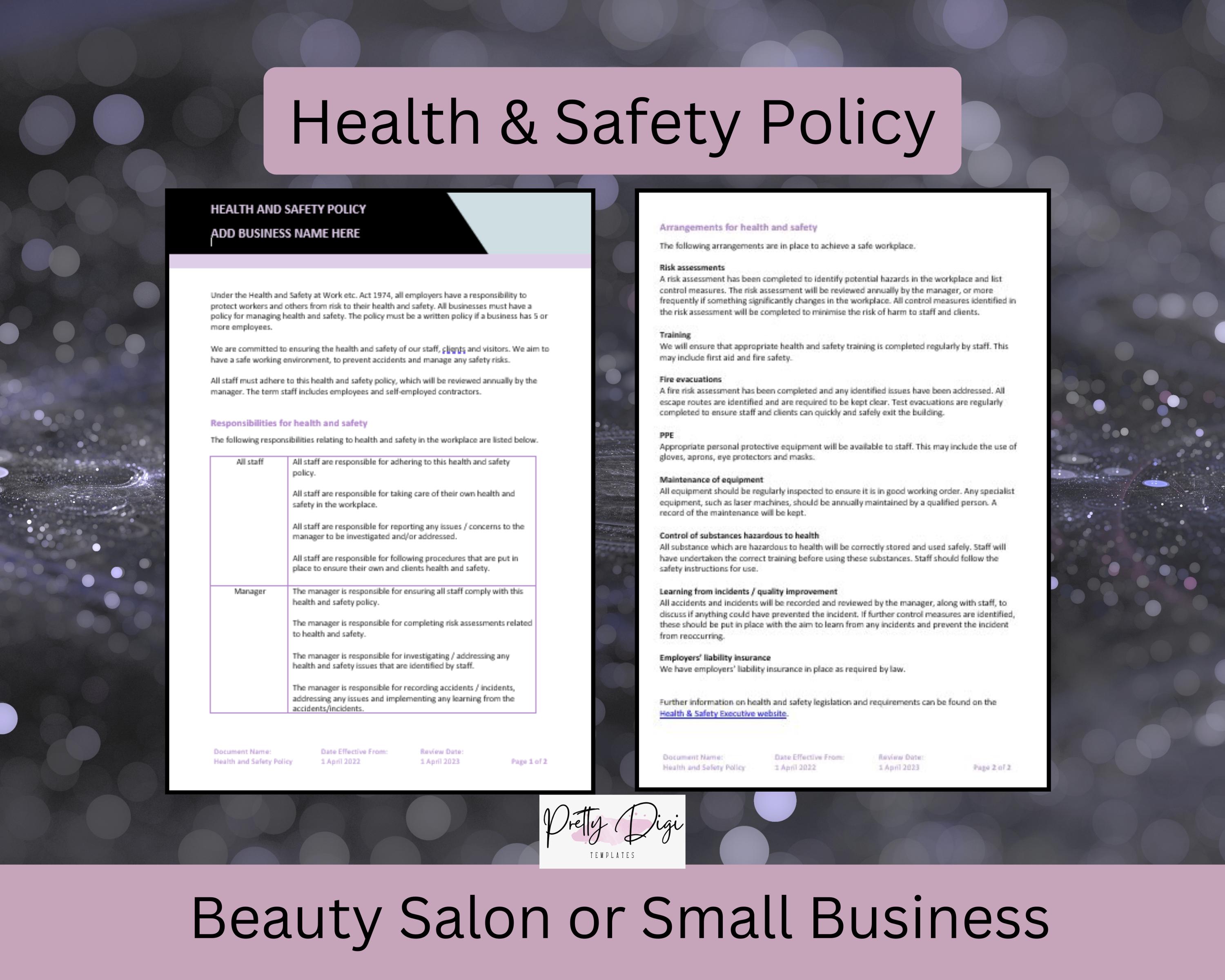 Policy Template Bundle: Risk Assessment, Complaints, Health & Safety ...