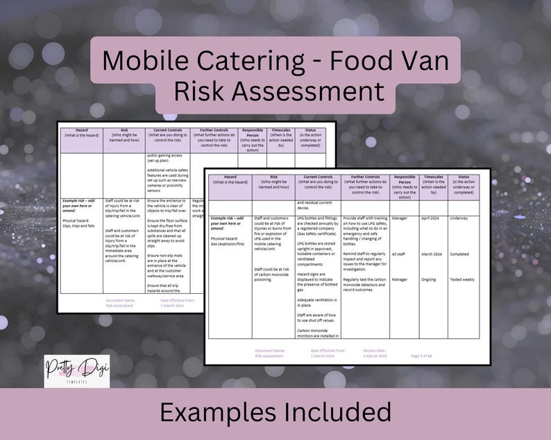 Mobile Catering Risk Assessment Template: Food Truck Safety (word ...