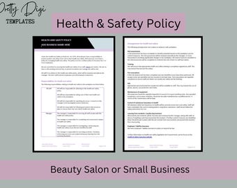 Health & Safety Policy Template - Printable Small Business Digital Download, Customisable, Salons
