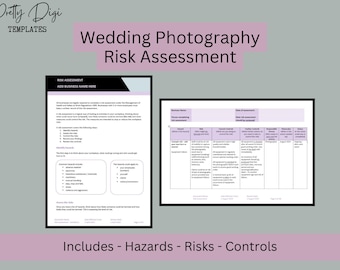 Wedding Photographer Risk Assessment Template (Word Document) - Photography Risk Assessment