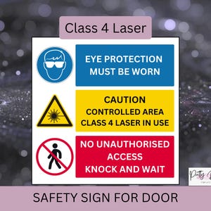 Panneau laser de sécurité de classe 4 : panneau d'avertissement de porte de clinique (téléchargement numérique)