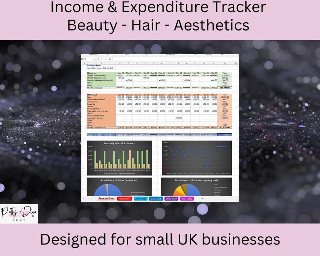 & Expenditure Tracker for Beauty Therapists or Hairdressers