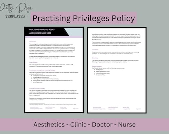 Aesthetics Clinic Practising Privileges Policy & Checklist (Digital Template)