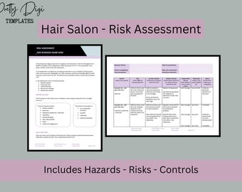 Hair Salon Risk Assessment Template: Hazards, Risks, Controls (Word Document)