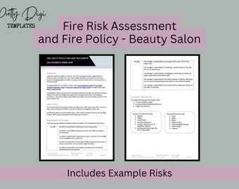 Beauty Salon Fire Safety Policy & Fire Risk Assessment Template (Word Document) Beauty Spa, Medispa, Beautician, Beauty Therapy