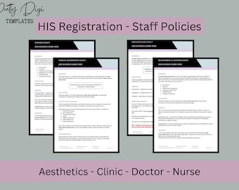 Aesthetics Clinic HIS Staff Policy Package - Healthcare Improvement Scotland Registration - Recruitment, Clinical Governance, Equality