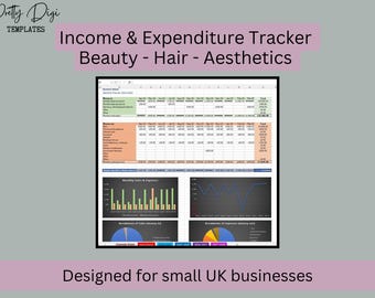 Income & Expenditure Tracker: Salon Bookkeeping Excel Spreadsheet (Digital Download) Beauty therapists, hairdressers, self employed