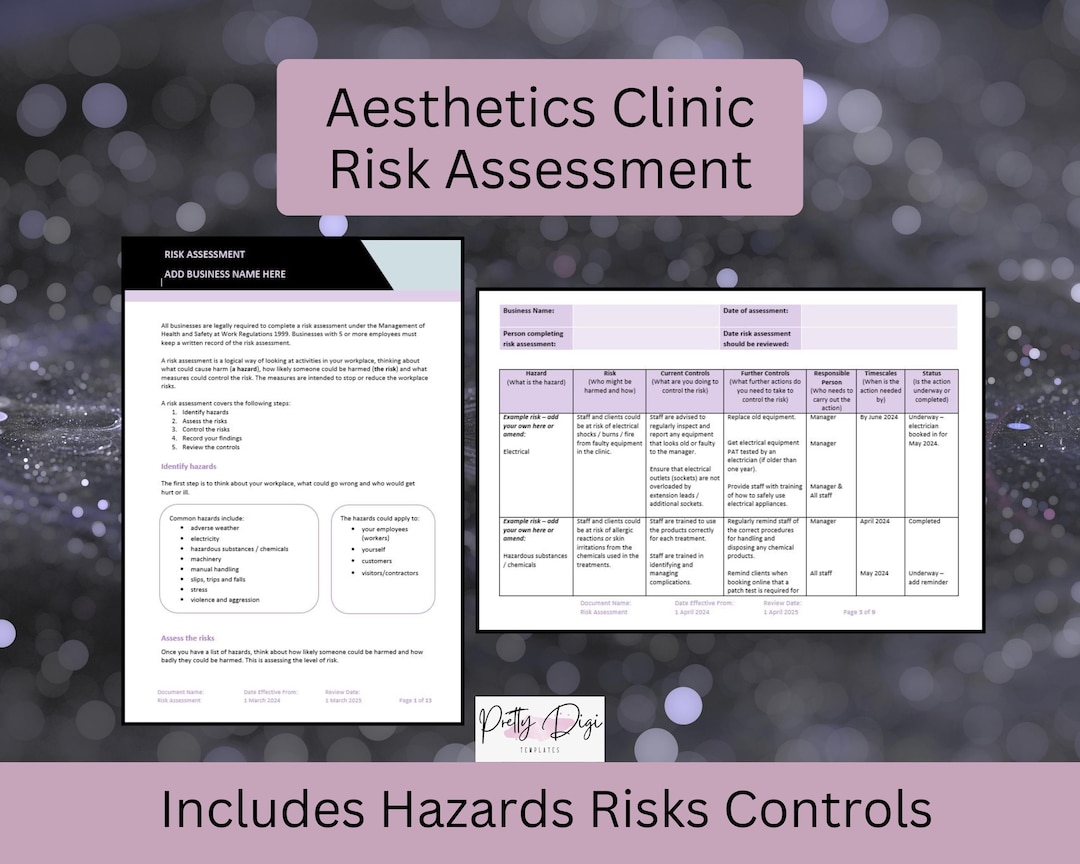 Aesthetics Clinic Risk Assessment Template: License Compliance (word ...