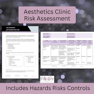 Aesthetics Clinic Risk Assessment Template: License Compliance (Word Document) Includes Example Hazards, Risks and Controls.