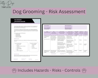 Dog Grooming Risk Assessment Template: Business Hazards & Controls (Word Document)