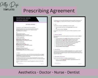 Aesthetics Prescribing Agreement & Policy Template for Nurse, Doctor, Dentist (Digital Download) Aesthetics clinic, Botox, Medicine