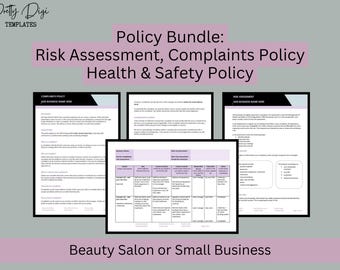 Policy Template Bundle: Risk Assessment, Complaints, Health & Safety (Digital Download)