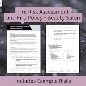Beauty Salon Fire Safety Policy & Fire Risk Assessment Template (Word Document) Beauty Spa, Medispa, Beautician, Beauty Therapy