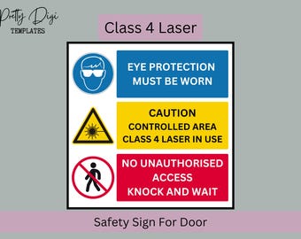 Class 4 Laser Safety Sign: Clinic Door Warning Sign (Digital Download)
