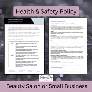 Modèle de politique de santé et sécurité - imprimable en téléchargement numérique pour petites entreprises, personnalisable, salons de coiffure