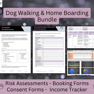 Dog Walking & Boarding Forms Bundle: UK (Digital Download) Risk Assessments, Booking and Consent Forms, Cleaning Schedules, Finance Tracker