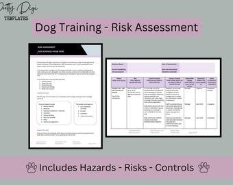 Dog Trainer Risk Assessment Template: Hazards & Controls (Word Document)