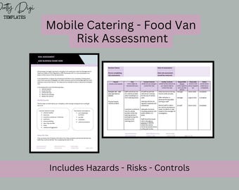 Mobile Catering Risk Assessment Template: Food Truck Safety (Word Document), Food Van, Pre-populated with example risks
