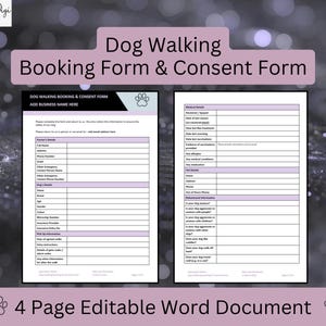 Dog Walking Booking & Consent Form Template (Word Document)