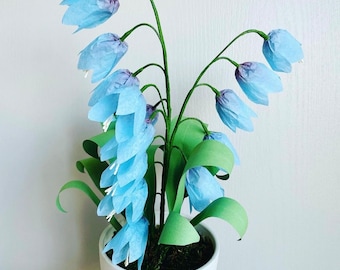 Tissue Paper Bluebell Stems Trio - Whimsical Paper Flower Decor