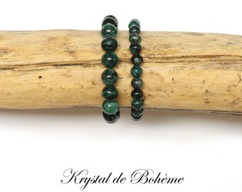 Bracelet en EMERAUDE de qualité A - Perles rondes de 6mm ou 8mm - Pierre naturelle - Bijou Artisanal