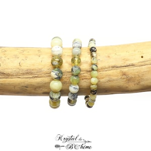 Bracelet in GREEN OPAL quality A - Round beads of 6mm, 8mm or 10mm - Natural stone - Handmade jewelry