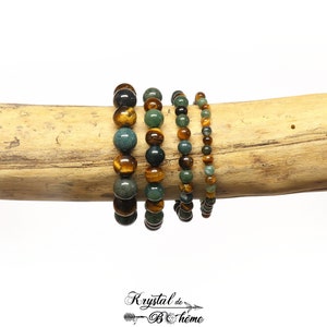 Balance and Protection Bracelet - 4mm, 6mm, 8mm or 10mm Beads - Tiger Eye and Moss Agate