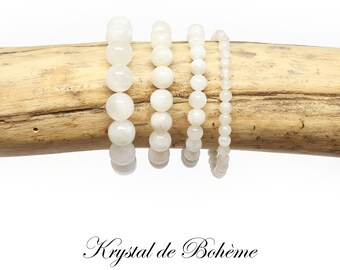 Bracelet en Pierre De LUNE BLANCHE de qualité AA - Perles rondes de 4mm, 6mm, 8mm ou 10mm - Pierre naturelle - Bijou Artisanal
