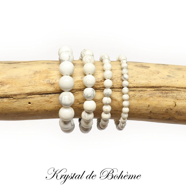 A quality HOWLITE bracelet - 4mm, 6mm, 8mm or 10mm round beads - Natural stone - Artisanal Jewelry