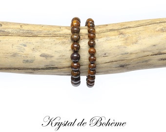 Bracelet en OPALE BOULDER D'AUSTRALIE de qualité A - Perles rondes de 6mm ou 8mm - Pierre naturelle - Bijou Artisanal