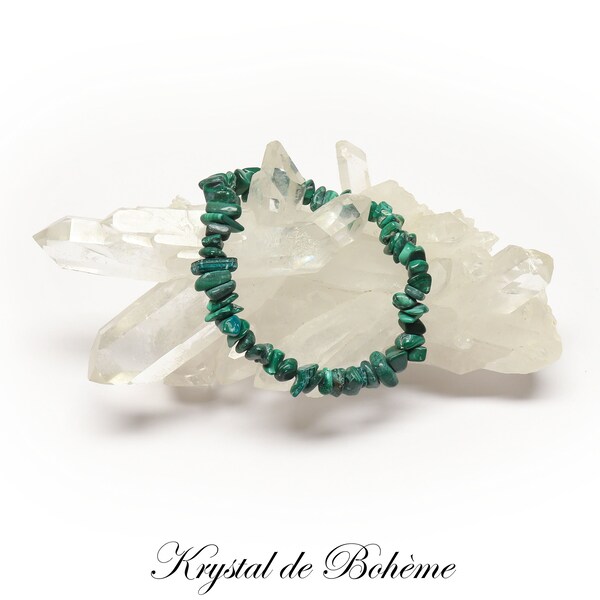 Bracelet en MALACHITE de qualité A - Perles de chips - Pierre naturelle - Bijou Artisanal