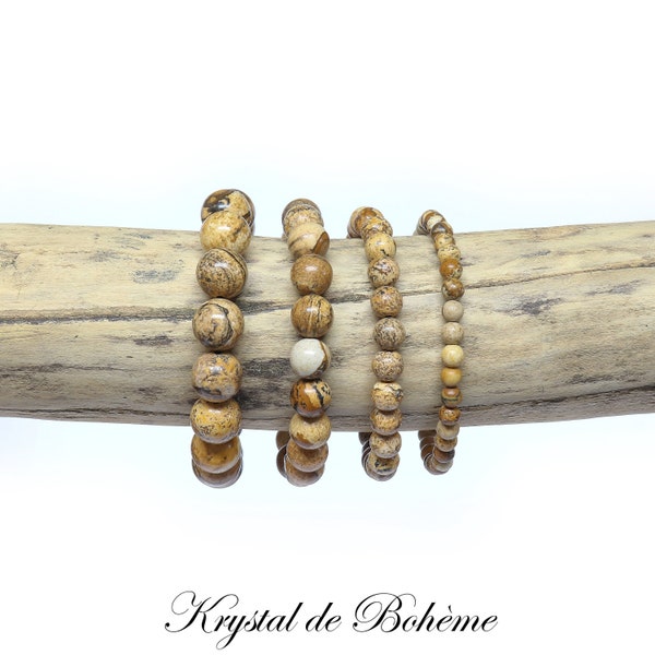 Quality A LANDSCAPE JASPE bracelet - Round beads of 4mm, 6mm, 8mm or 10mm - Natural stone - Artisanal Jewelry