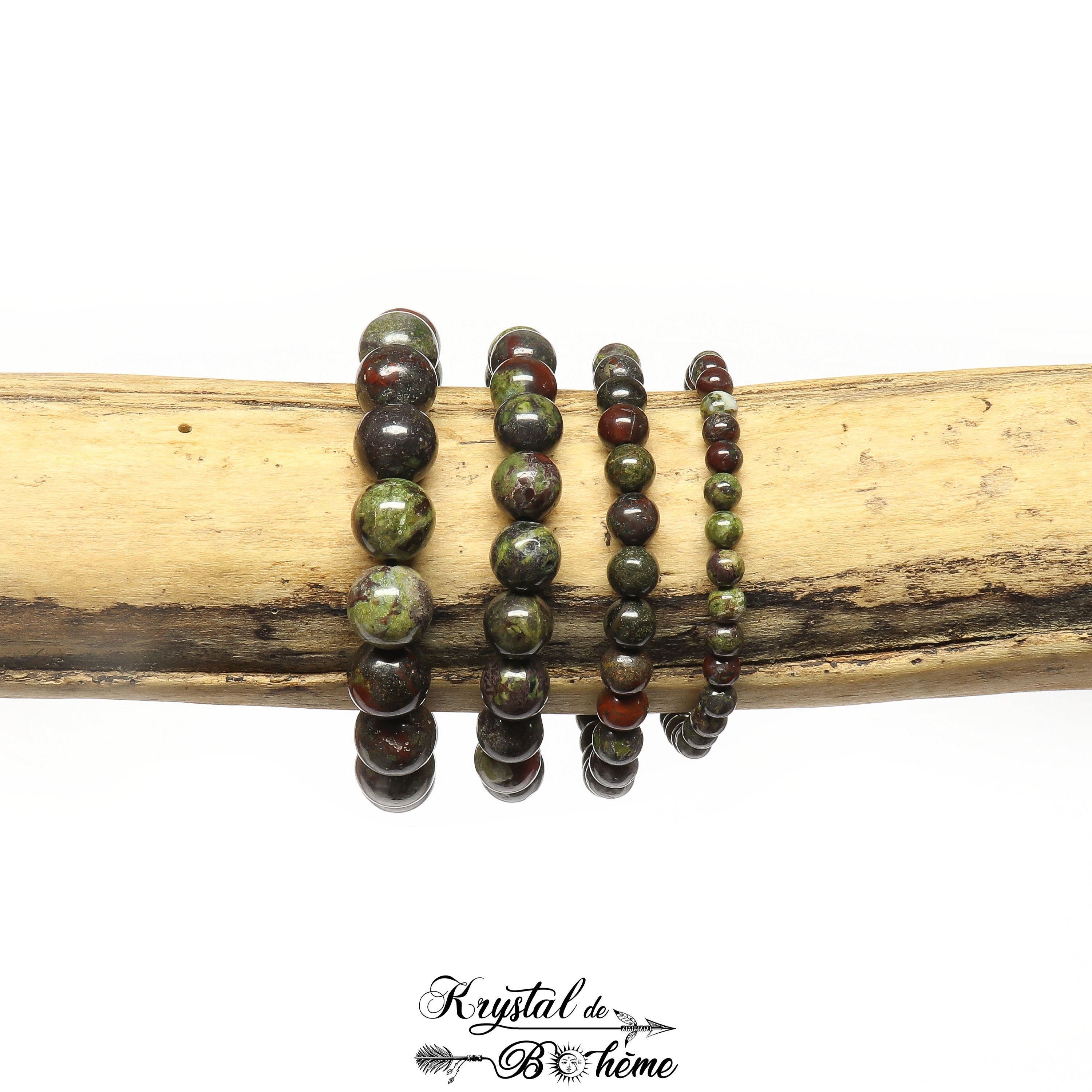 BRACELET PERLES JASPE SANG DE DRAGON GRADE A FAIT MAIN - SUR MESURE - NEUF