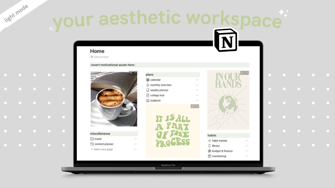 Notion Template Life Planner and Organization Your Aesthetic