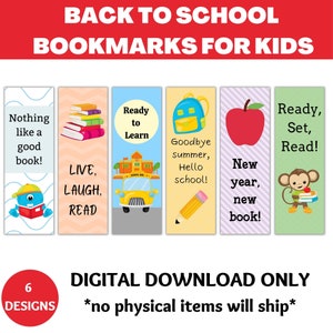 Back to School Bookmarks, Bookmarks for Kids, Kids Bookmarks, School Bookmarks, Book Accessories, Printable Bookmarks, Cute Bookmarks
