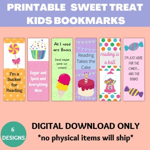Bookmarks for Kids, Kids Bookmarks, Fun Bookmarks, Printable Bookmarks, Candy Bookmarks, Book Accessories, Cute Bookmarks, Gifts for Readers