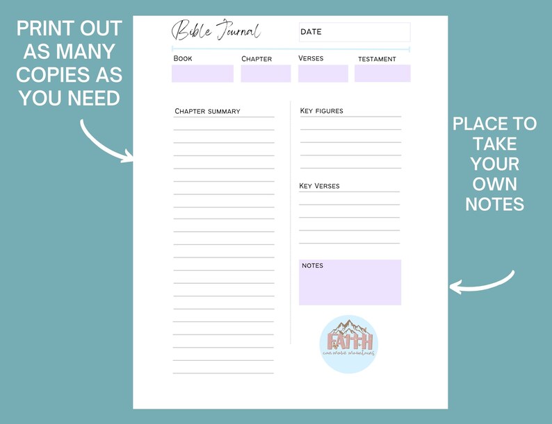 Bible Study Journal Printable, Printable Bible Journal, Scripture ...