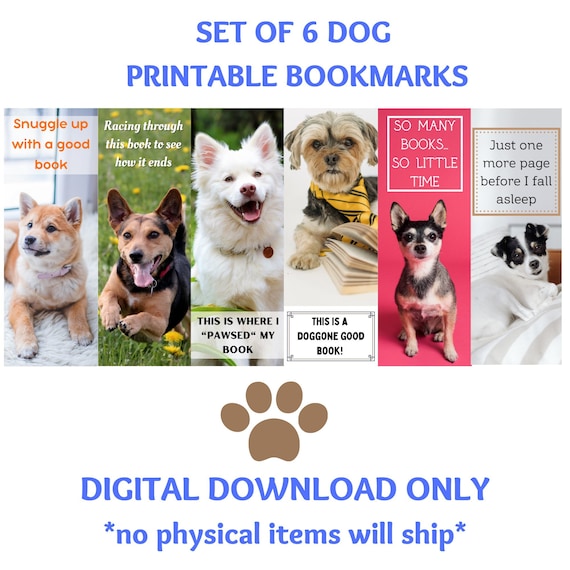 Set of 6 Dog Bookmarks