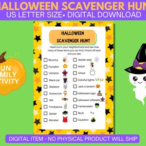 Halloween Scavenger Hunt Printable, Halloween Printable, Kids Halloween Game, Halloween Treasure Hunt, Scavenger Hunt for Kids