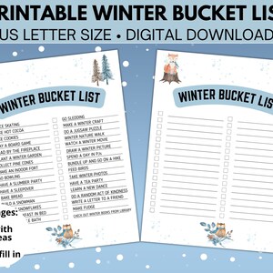 Winter Bucket List Printable, Printable Bucket List, Winter Activity List, Winter Bucket List for Kids, Family Bucket List, Family Winter