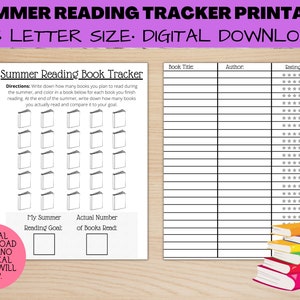 Printable Summer Reading Tracker, Book Tracker, Reading Log, Kids Reading Log, Kids Reading Tracker